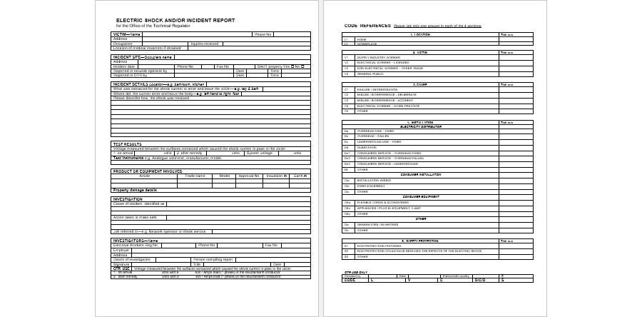 Electric Shock Incident Report