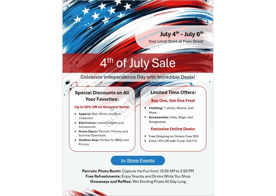 4th of July Sale Flyer Template
