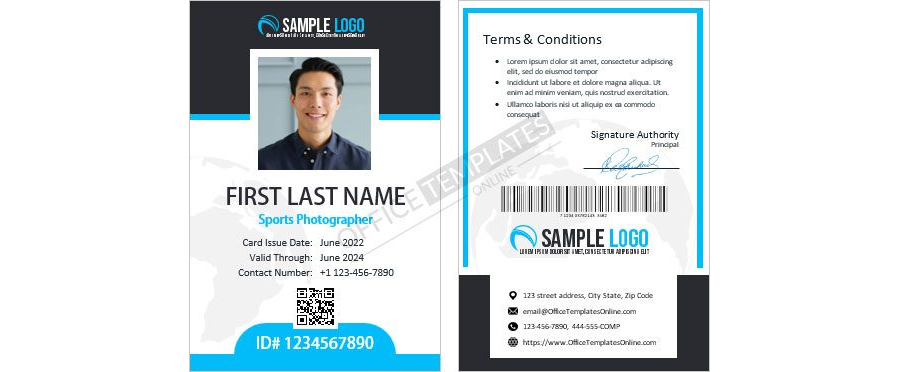 Sports Photographer ID Card Template for MS Word