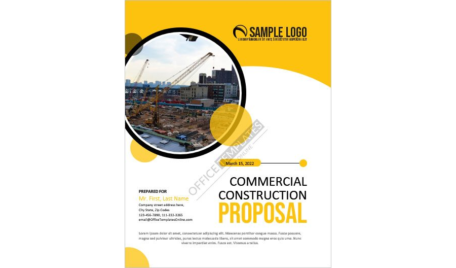 Download Commercial Construction Proposal Template for MS Word