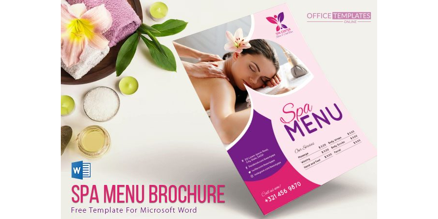 Spa Menu Brochure Template in MS Word