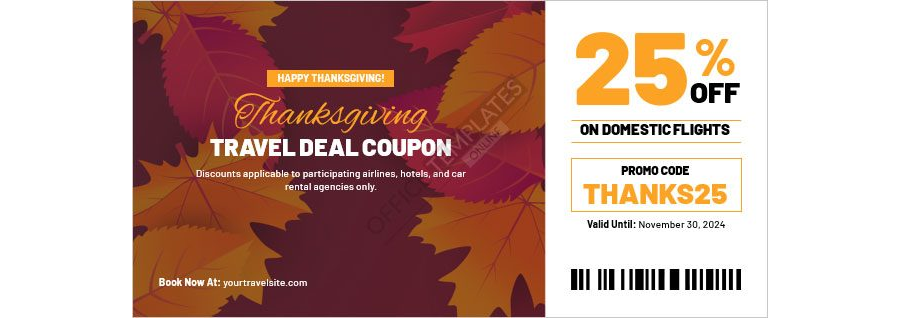 Thanksgiving Travel Deal Coupon Template