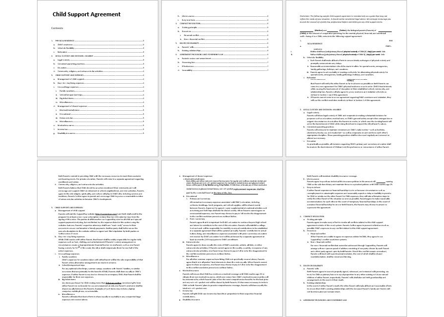 Child Support Agreement Template