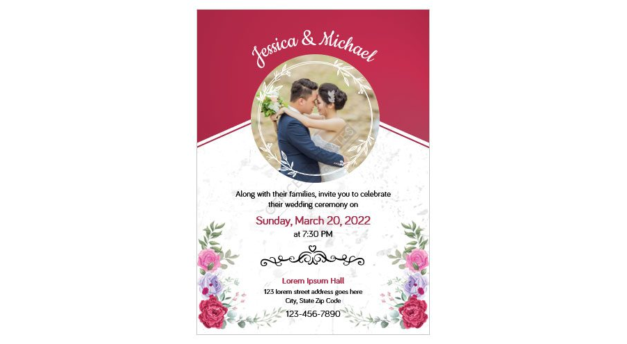 Download Wedding Invitation Template with Photo - MS Word
