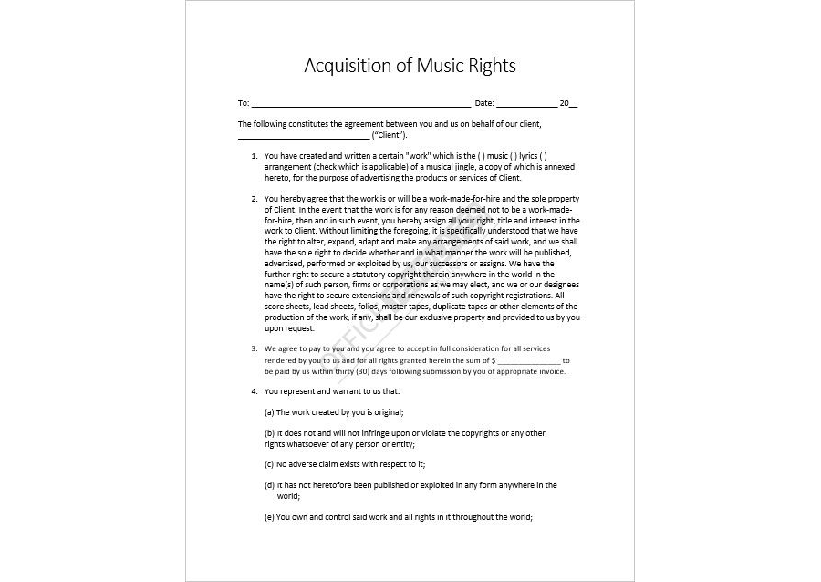 Music Asset Purchase Agreement Template