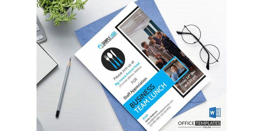 Business Lunch Meeting Invitation Card Template in MS Word