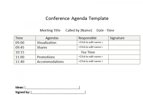 Sample Business Conference Agenda Template Office Templates Online