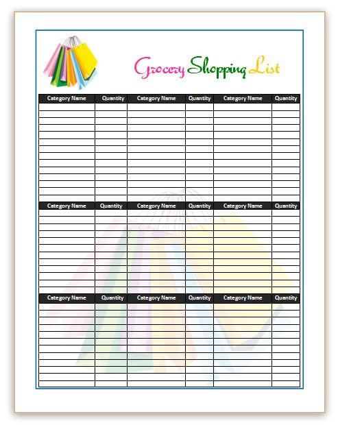 7 Shopping List Templates | Office Templates Online