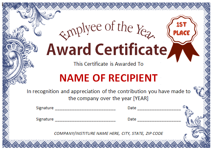 employee certificate template