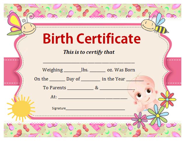 certificate of birth template