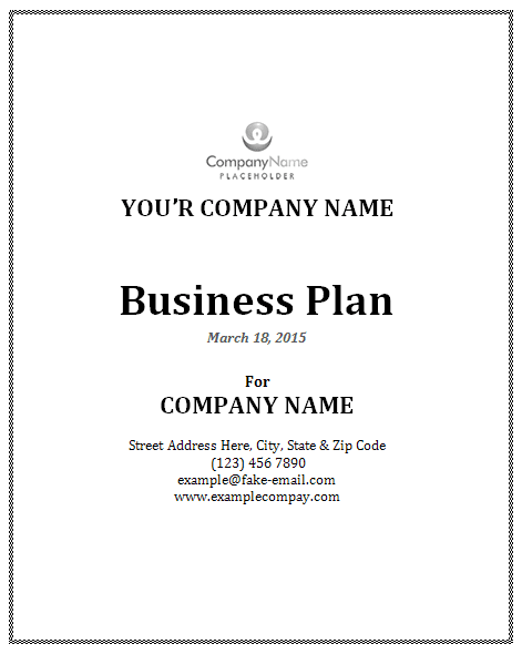 business plan front page sample