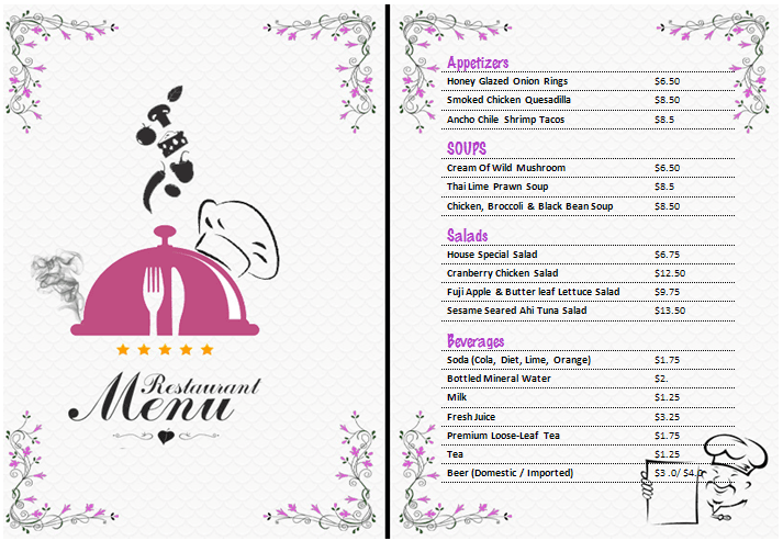 Drink Menu Template Word from officetemplatesonline.com