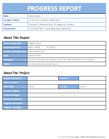 report templates office professional microsoft progress template status company reports software