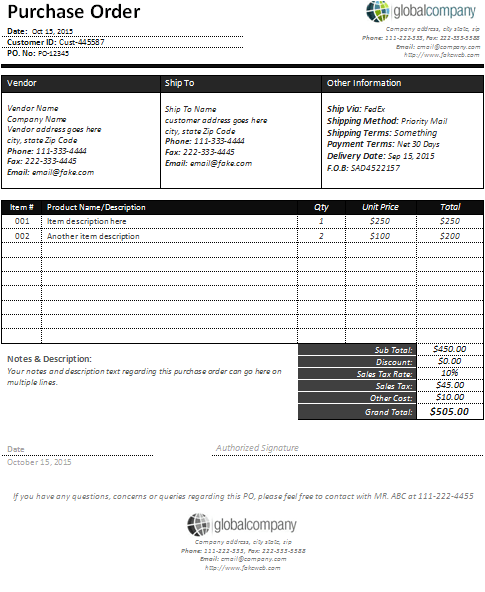 Purchase Order Template Doc from officetemplatesonline.com