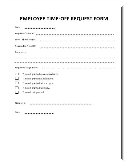 Time Off Request Template from officetemplatesonline.com