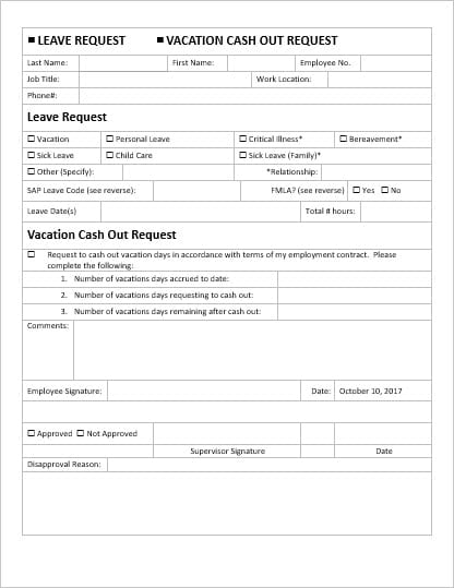 Employee Vacationleave Request And Pto Forms Office Templates Online 2984