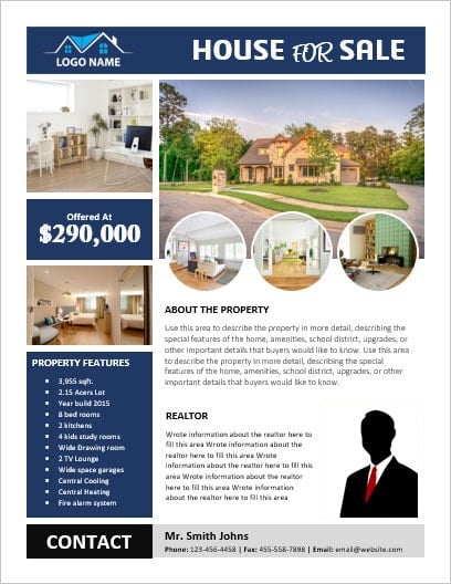 MS Word House for Sale Flyer with Pictures