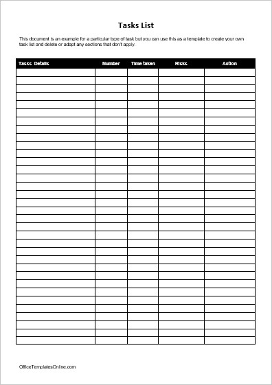 downloadable blank checklist template word