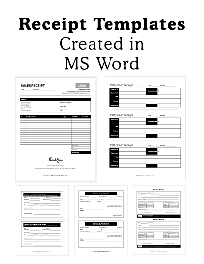 5 ms word receipt templates of daily use print ready