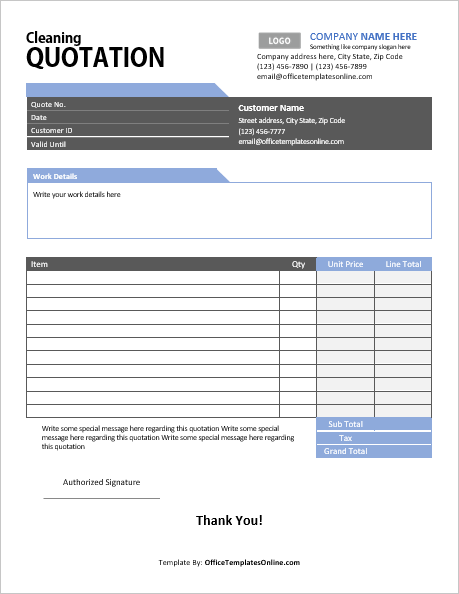 Excel Quotation Template With Database Free Download