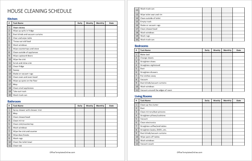 House Cleaning Template from officetemplatesonline.com