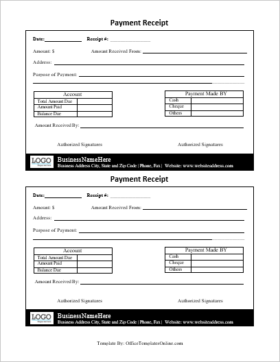 microsoft word payment receipt template