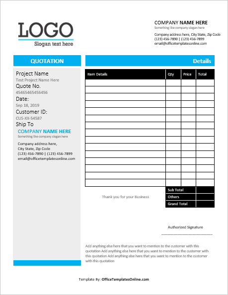 microsoft excel estimate template