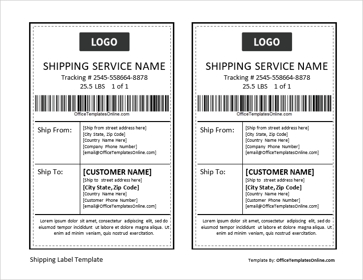 Ms Word Printable Shipping And Address Label Templates Office Templates Online