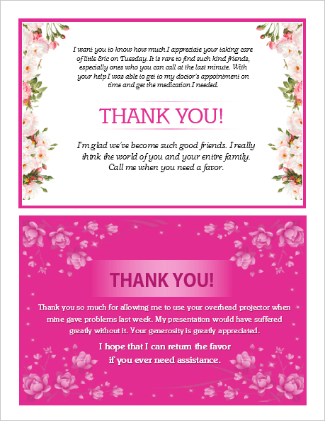 MS Word Promissory and Thank You Card Note Templates