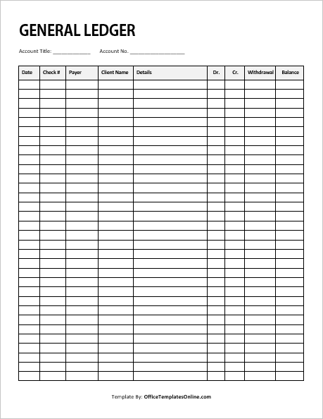 General Ledger MS Word Template | Office Templates Online