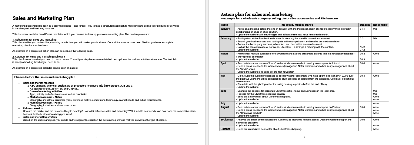 Ms Word Template For Preparing A Sales And Marketing Plan