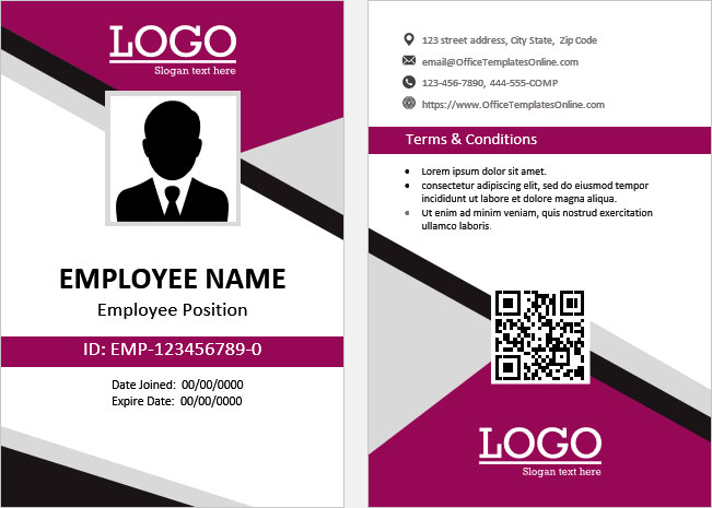 Print Ready Id Card Templates For Ms Word Office Templates Online