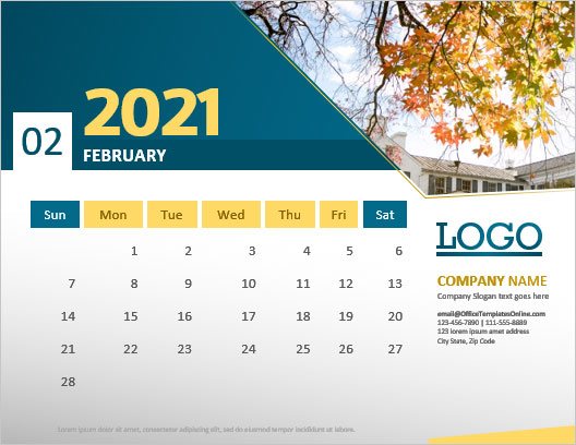 Excel Calendar Template 2021