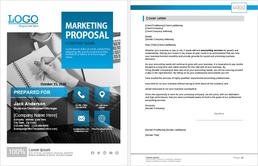 Download Sample Accounting Proposal Template with Beautiful Cover Page