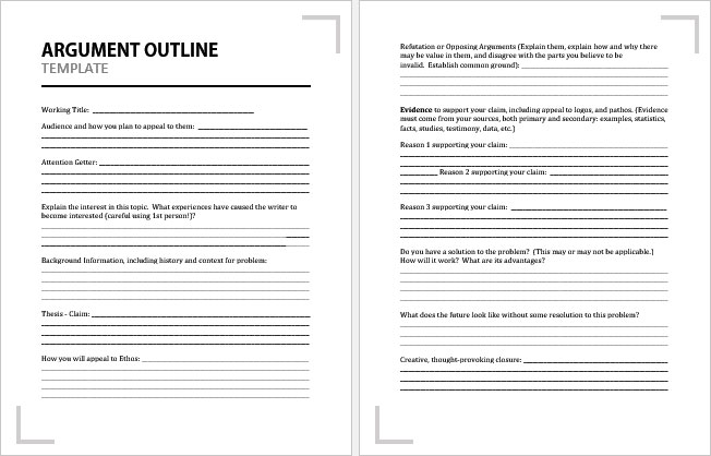 argument essay outline template