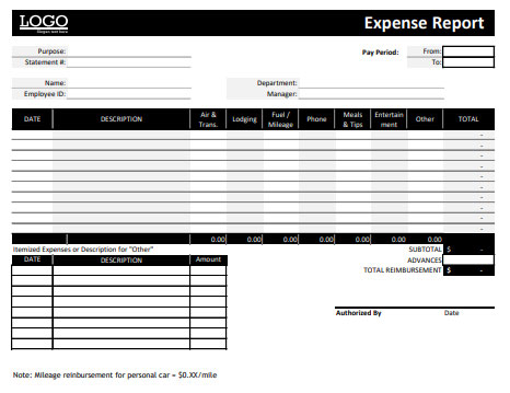 Download Employee Travel Expense Report Template