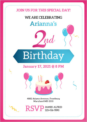 6 Invitation Cards For Birthday In Ms Word For All Ages