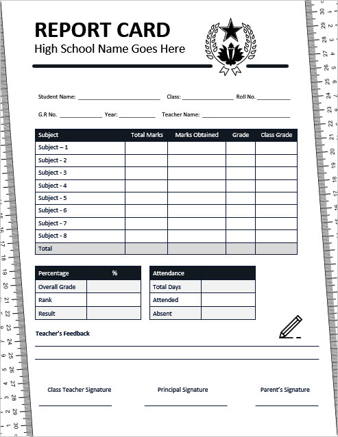 Report Card Template Word