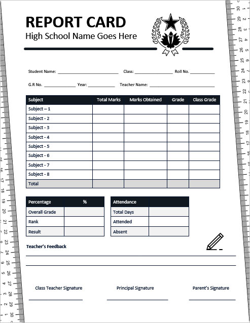 microsoft excel report card template