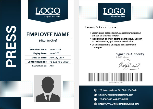 press id card template free download