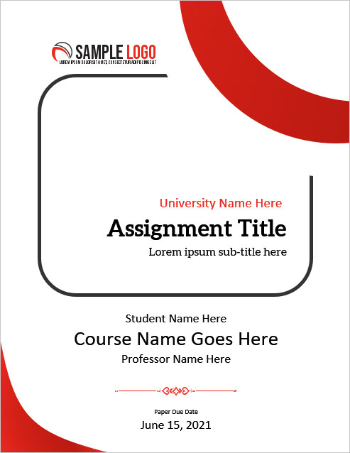 sample cover page for college assignment