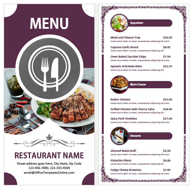 Food Menu Design In Ms Word Menu Design For Restaurant Menu Card Design ...