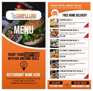 6+ Free Food &amp; Restaurant Menu Card Templates for MS Word