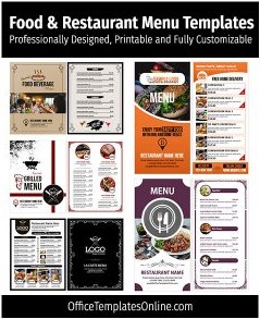 Food & Restaurant Menu Templates for MS Word