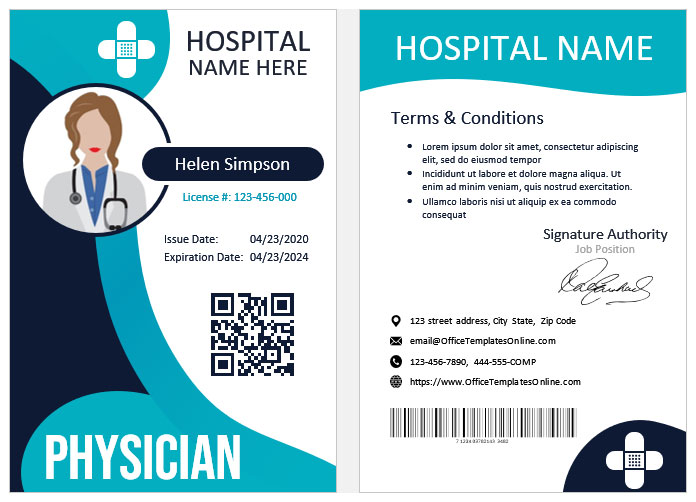 Free 12+ Hospital ID Card Templates & Formats for MS Word