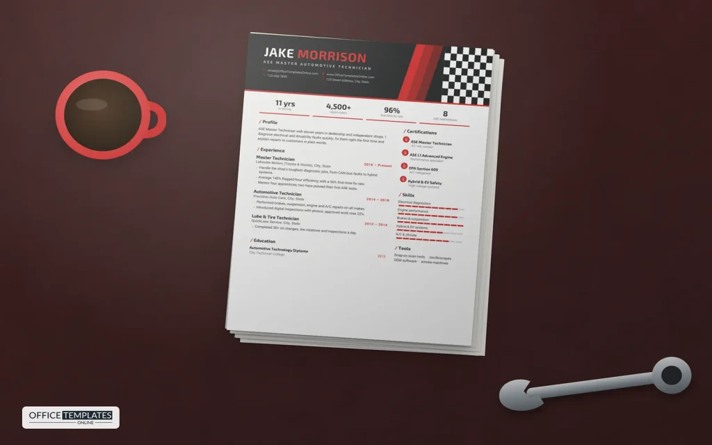 Automotive Technician Resume Template Mockup 2 Copy 1024x640