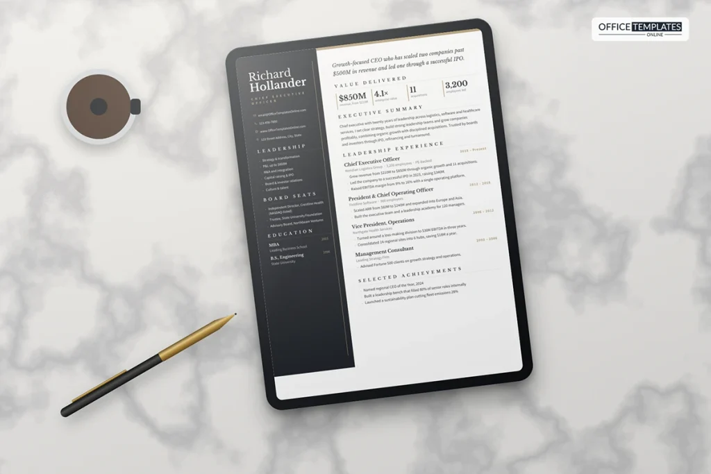 CEO Resume Template Mockup 1024x683