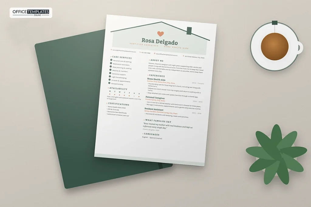 Caregiver Resume Template Mockup 1024x683