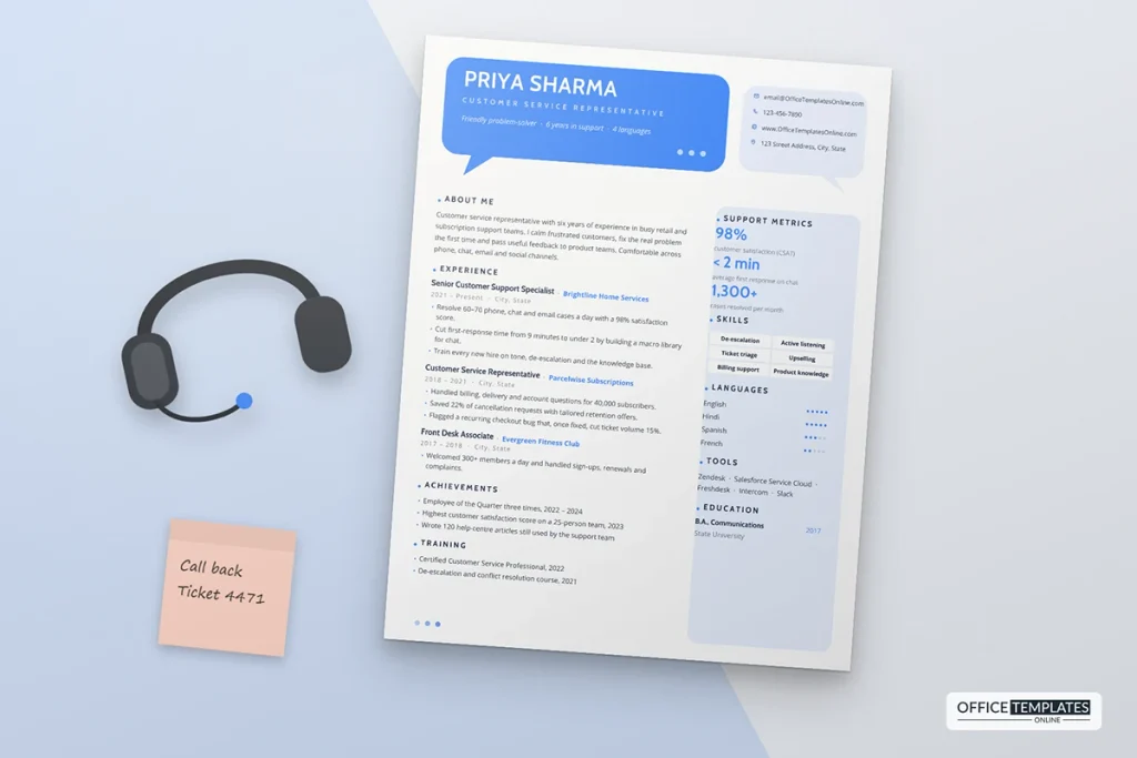 Customer Service Representative Resume Template Mockup 1 1024x683