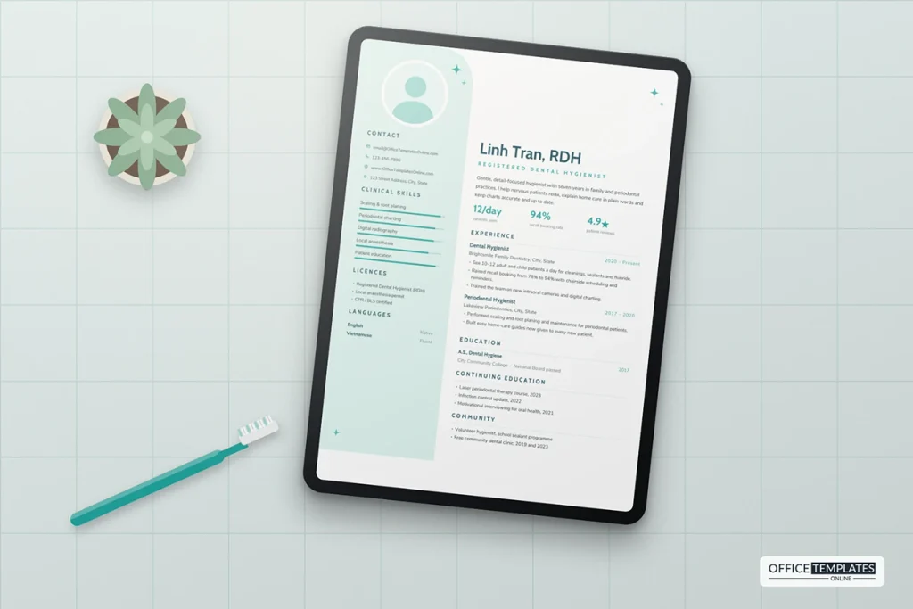 Dental Hygienist Resume Template Mockup 1 1024x683